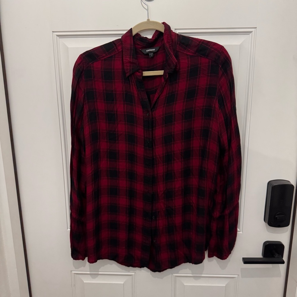 Express Red and Black Checkered Men's Shirt